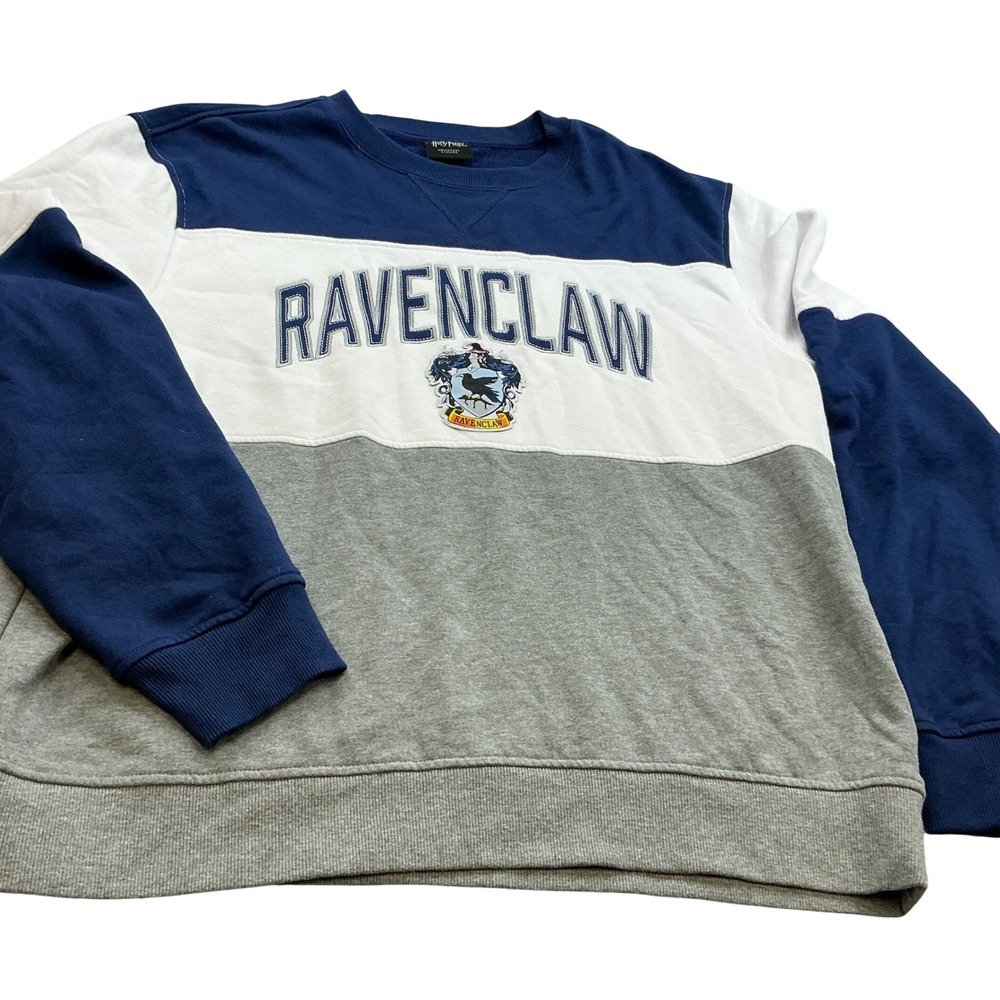 Wizarding World Ravenclaw Sweatshirt Colorblock Crest Blue White Grey XL